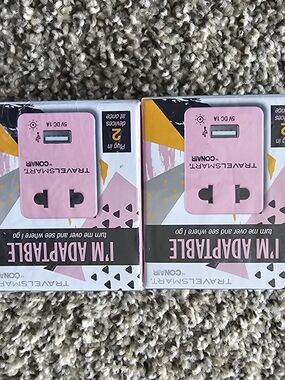 TravelSmart Pink 1M Universal Travel Adapter (Set of 2)